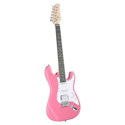 Cxxss KST Stylish H-S-S Pickup Electric Guitar Kit with 5W AMP Bag Guitar Strap Strings rose red image 10
