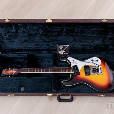 1990s Mosrite Ventures Model '63 Vintage Reissue Sidejack Sunburst w/ Vibramute & Case image 23