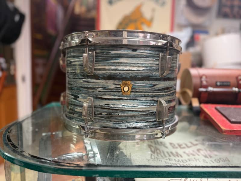 1960s Ludwig 8x12 Tom Tom in Blue Oyster Pearl image 1