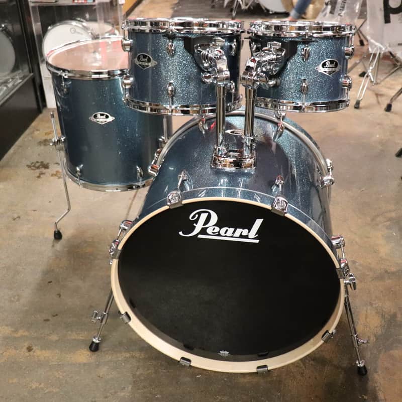 Pearl 4pc Export Drum Set Aqua Blue Glitter image 1