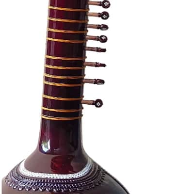 Munda Sitar Vilayat Khan Model Sitar Indian Tun Wood Sitar, Gig Bag, 6 main string 12 central string sitar For Professional Player Beginner image 7