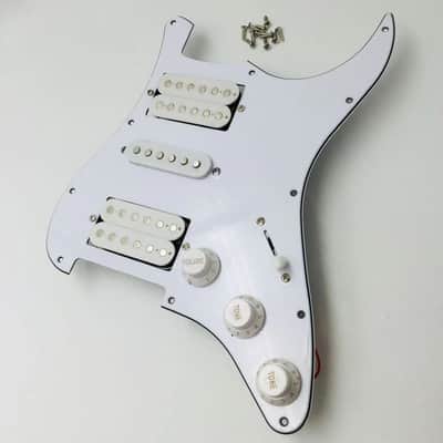 Stratocaster Style Loaded HSH Pickguard and Pickup, White image 4