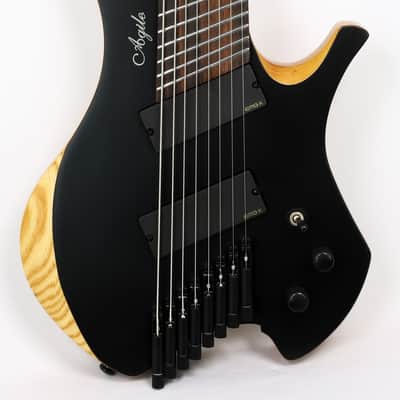 Agile 8 String Multi-Scale Fan Fret Chiral Nirvana 82528 Black Headless Electric Guitar image 1