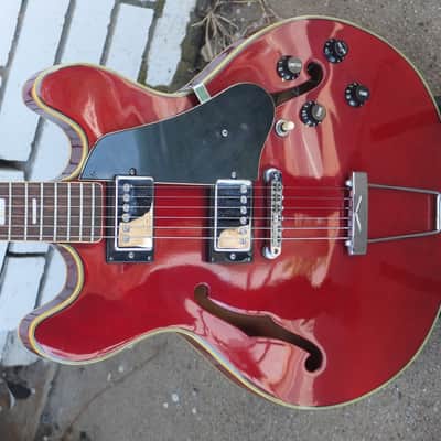 Crest 335 Style Semi-Hollow Electric Guitar 1970's - Cherry Red image 2
