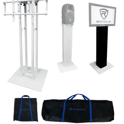(2) Rockville ROCK SPOT 260W WHITE DJ Moving Head Lights+White Totem/TV Stands image 3