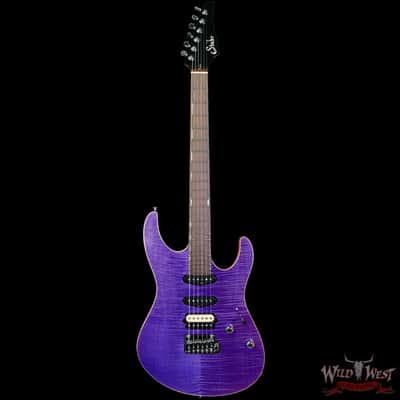 Suhr Custom Set Neck Modern HSS Flame Maple Top SSCII System Blower Switch 24 Stainless Steel Jumbo Frets Trans Purple 6.95 LBS image 3