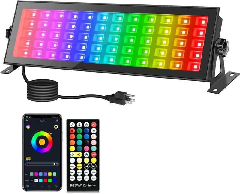 LED Stage Wash Lights Bar - 120W RGB & White Color Changing IP66 Waterproof Stage Light Bar with Remote & APP Controlled Uplighting for Church, Wedding, Birthday Party & Events image 1