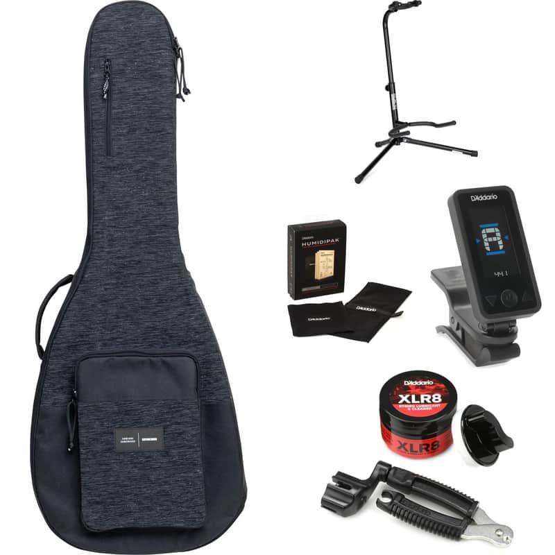 Gator Someone Somewhere Core Series Dreadnought Gig Bag Essential Care Bundle - Black image 1