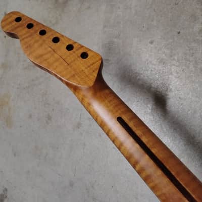 Flame Roasted Maple Tele Neck fits fender Telecaster body 22 frets modern image 6