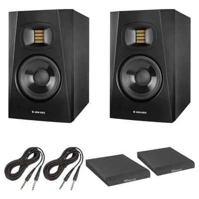Adam Audio T8V Active Studio Monitor (Pair) with Gator Studio Monitor Isolation Pads, Calrad TRS Cable 1/4-Inch and StreamEye Polishing Cloth image 2