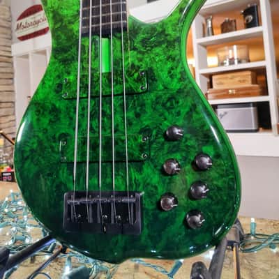 F Bass BN5 Burled Maple Top with Matching Headstock, Transparent Fade Green Gloss! image 2
