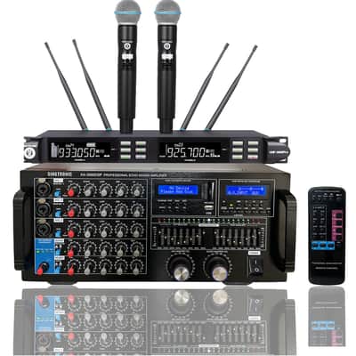 Singtronic Karaoke 3000W Amplifier Mixer Machine + UHF Wireless Microphones image 1