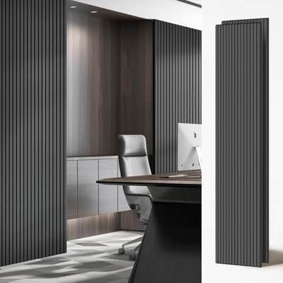 Wood Acoustic Slat Panels,94 X 24 In,2-Pack-12Mm Mdf Surface With 9Mm Sound-Absorbing Core-Dual-Layer Acoustic Wall Panels For Echo Reduction In Home Studio,Office & Living Room-Matte Black image 1