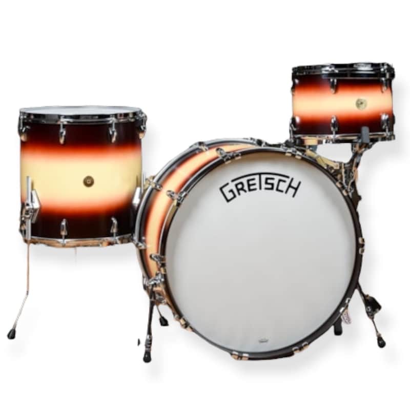 Mint Gretsch Broadkaster 4-Piece Kit (8x12, 14x14, 14x18k, 5x14 Snare) Satin Tobacco/Vintage White Burst image 1