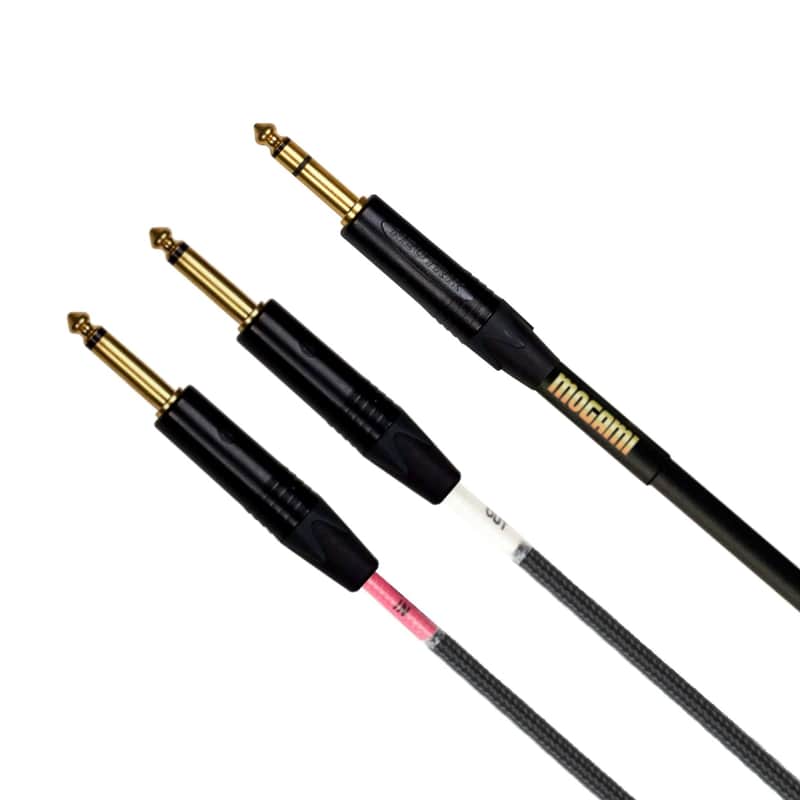 Mogami GOLD INSERT TS-20 Insert Cable, 1/4" Straight TRS Male Plug to Dual 1/4" Straight TS Male Plug Send/Receive Connectors, Gold Contacts, 20 Foot image 1