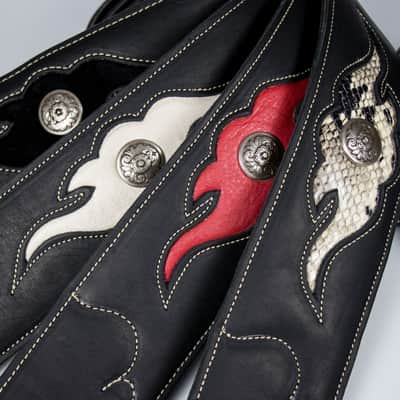 Franklin Strap 3" Premium Leather Sculpted Guitar Strap - Black/Black Suede image 2
