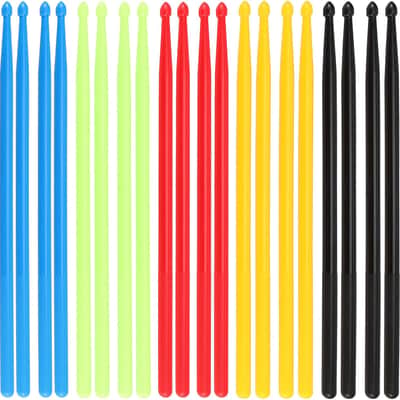 10 Pair 5A Nylon Drum Sticks, 16 Inch Non-slip Plastic Drumsticks Durable Multi Color Nylon Drum Sticks for Musical Instrument Percussion Accessories, Green, Black, Red, Yellow, Blue image 1