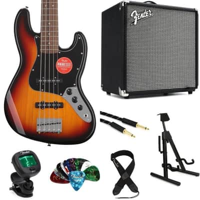 Squier Affinity Series Jazz Bass V and Fender Rumble 25 Amp Bundle - 3-color Sunburst image 3