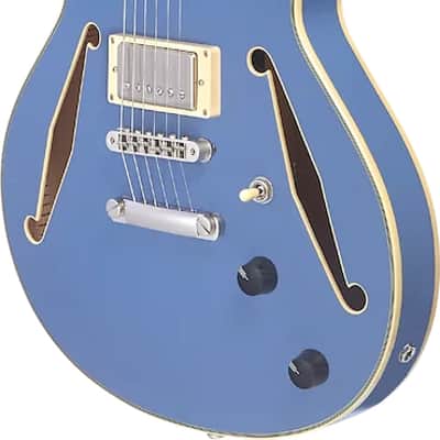 D'Angelico Excel Mini DC Tour Semi-hollowbody Electric Guitar - Slate Blue image 5