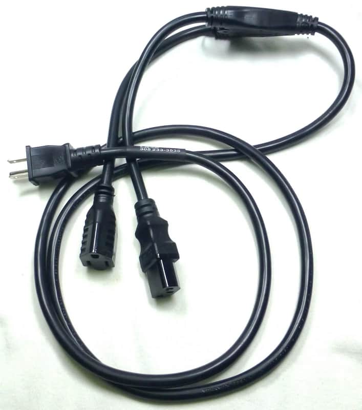 LASE 6 ft AC Power Y Splitter Cable - NEMA 5-15P to IEC320-C13 & NEMA 5-15R image 1