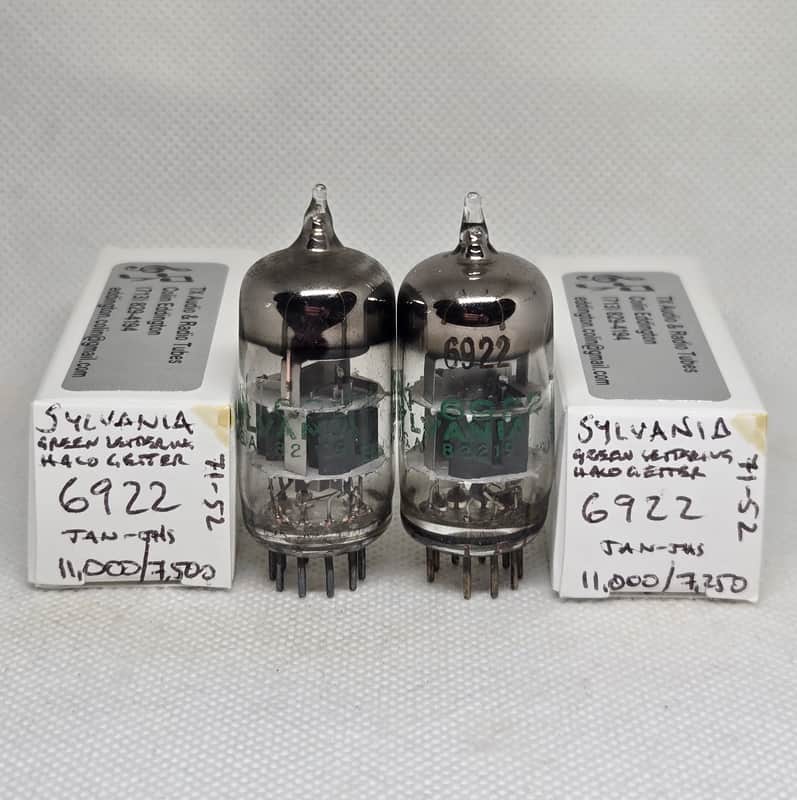 Sylvania JAN 6922 Halo Getter Matched Pair NOS 6DJ8 ECC88 E88CC image 1