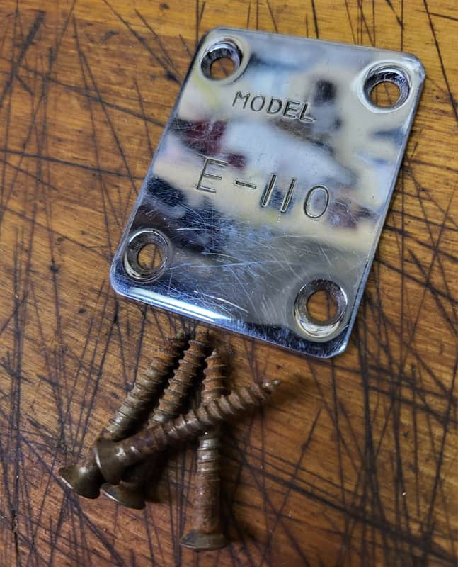 Vintage 1960's Teisco Del Ray E-110 Neck Plate and Screws Japan Luthier Parts image 1