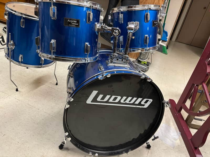 Ludwig LC190 Accent 10 / 12 / 14 / 20 / 5x14" Fuse Drum Set NO Cymbals 2021 - Present - Blue Sparkle image 1