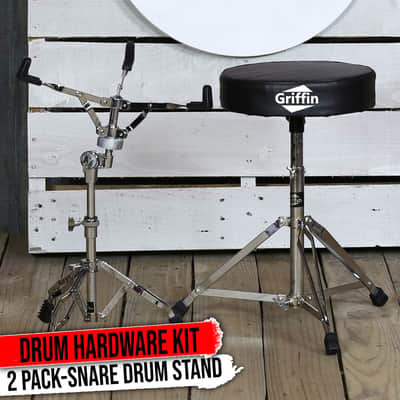 GRIFFIN 2-PACK Drum Throne & Snare Stand | Double Braced Legs Light-Weight Mount image 1