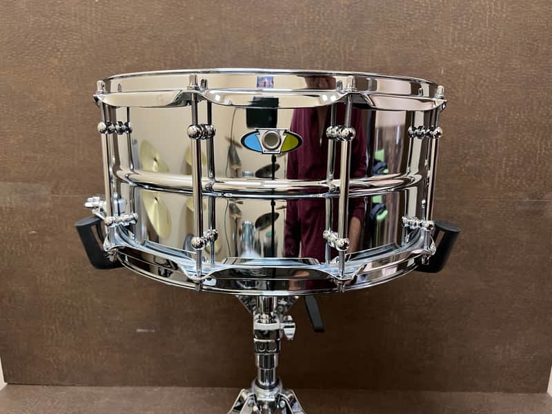 Ludwig LU6514SL Supralite 6.5x14" 10-Lug Steel Snare Drum with P88I Strainer 2021 - Present - Polished Steel image 1