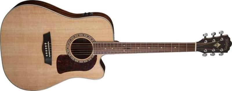 Washburn D10SCE Heritage 10 Series Dreadnought Cutaway Acoustic Electric Guitar. Natural image 1