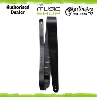 Martin Vintage Leather Guitar Strap, Aged Look, Black - 18A0064 (STR-0064) image 1