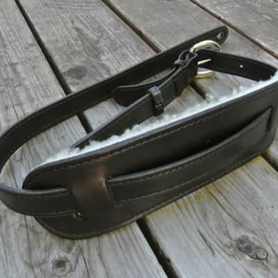 El Dorado Vintage Plain 1 Inch Small Leather Guitar Strap - Black image 1