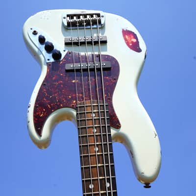 G&L USA Custom Shop JB-5 Nitro Olympic White over 3-Tone Sunburst 5-String Electric Bass Guitar w/ Tolex Case (2025) image 11