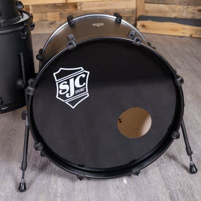 SJC Drums PFK322FBGGW Pathfinder 3pc Kit (8x12,14x16,18x22) - Galaxy Grey, Black HW image 3