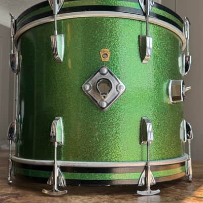Exc 60’s Green Sparkle Ludwig No. 920 Classic 14x20" Bass Drum with Keystone Badge image 2