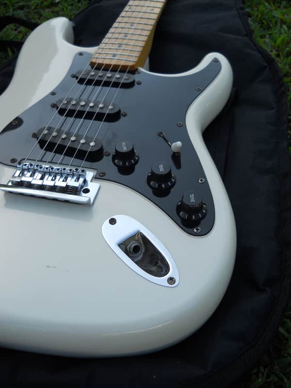 1980's C.F. Martin Stinger SSX Stratocaster, 6 String, White/Black, Nice Shape image 1