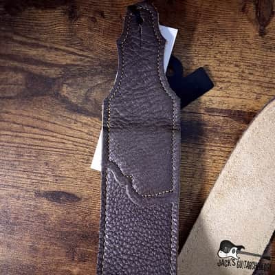 Franklin Strap - 2.5" Original Natural Glove Leather Guitar/Bass Strap (Chocolate/Gold) image 2