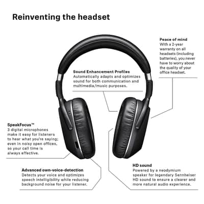 Sennheiser - MB 660 UC MS - Wireless Bluetooth Mobile Business Headset - Black image 2