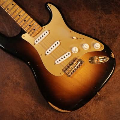 Fender Custom Shop 1955 "Bone Tone" Stratocaster Relic in Wide Fade 2-tone Sunburst image 1