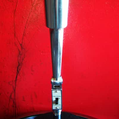 Vintage 1960's Claricon 38-504 dynamic Satin Chrome microphone w connector & desk stand Lafayette Olson Midland image 4