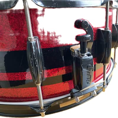 Gretsch Catalina Club Series 14x6.5 Mahogany Snare Drum - Red Sparkle w/ Black Rally Stripe Wrap image 2