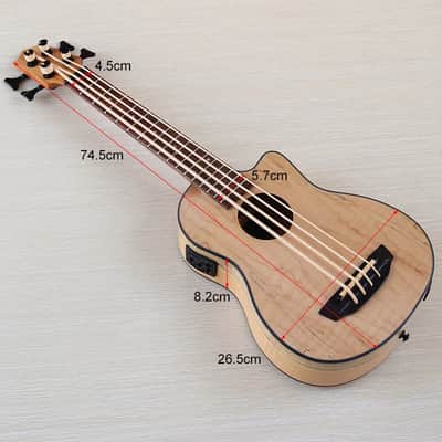 30 Inch 4 String Electric Ukulele Bass, Ash Wood Top Body, Okoume Wood Neck image 11