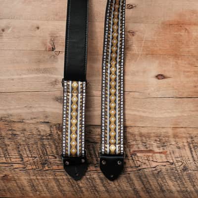 Vintage Black & Gold 60s/70s Hippie Guitar Strap / Handmade in the UK / Case Candy image 4