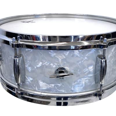 1960's Gretsch 6.5"x14" Dixieland Snare Drum in White Marine Pearl image 4