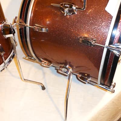 Ludwig Vintage 1966 Burgundy Sparkle Downbeat Drum Set 20".14",12" EXCELLENT!! image 17