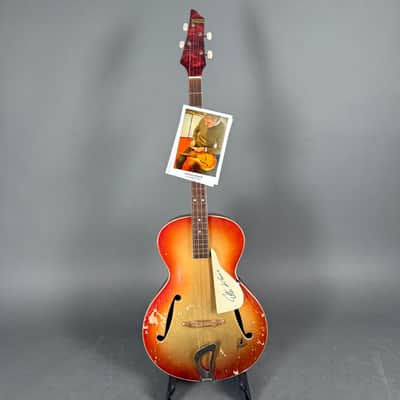 Framus Peter Kraus 5/140 Solist 1959 signed Autogram goldsparkleburst 4 string image 3