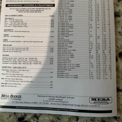 Mesa Boogie Amp Price List 2011 Electra Dyne stiletto Ace Lone Star Mark V Tri Axis Walkabout M6 M9 Road King trans atlantic image 6