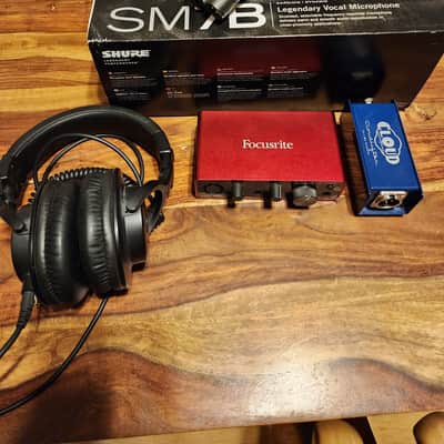 Shure SM7B Bundle: w/ Cloudlifter, Focusrite Scarlett Solo, & AT mx40 Headphone Monitors image 1