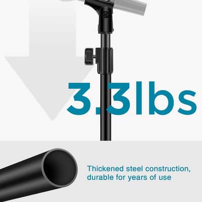 Desktop Microphone Stand, Upgraded Adjustable Table Mic Stand with Mic Clip and 5/8" Male to 3/8" Female Screw for Blue Yeti Snowball Spark & Other Microphone image 3