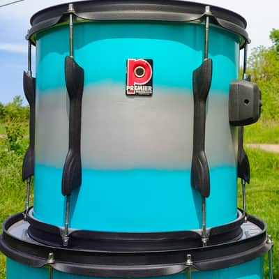 90's-00's Premier Teal/Silver Duco 6PC Drum Set image 11